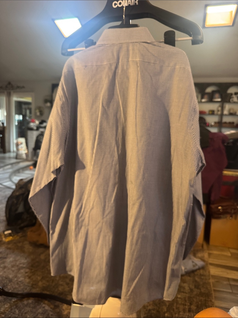 Van Heusen Blue Microcheck Men's Dress Shirt - Picture 2 of 3